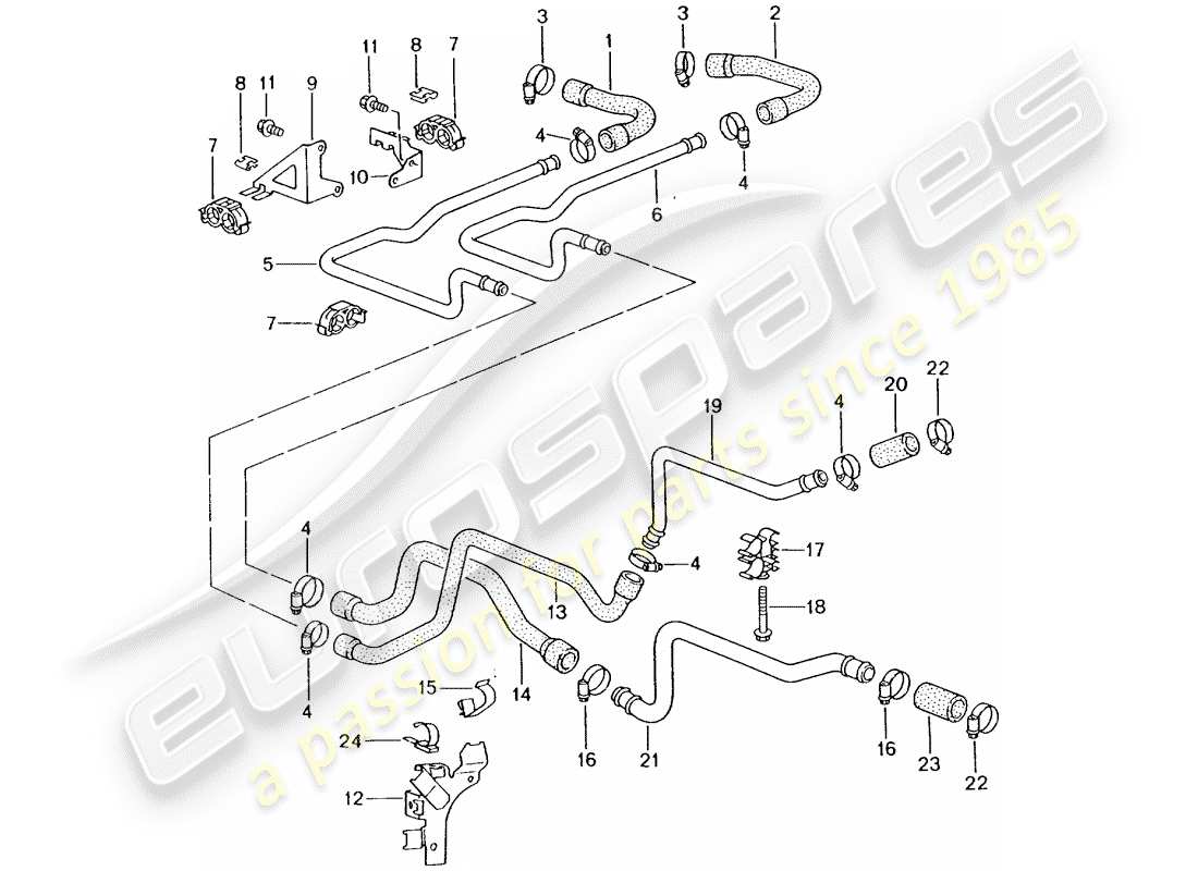 porsche 996 t/gt2 (2002) lines - heater part diagram