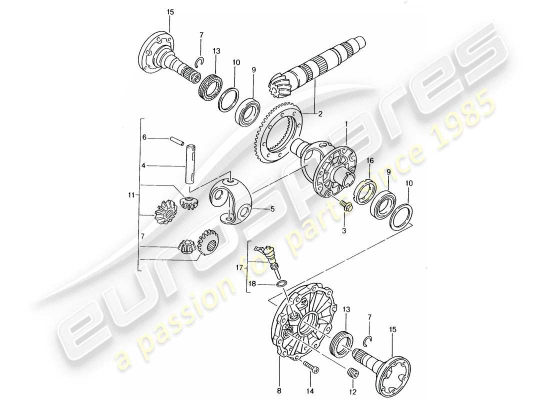 porsche boxster 986 (2003) differential part diagram