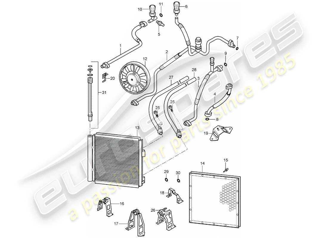 porsche carrera gt (2004) refrigerant circuit part diagram