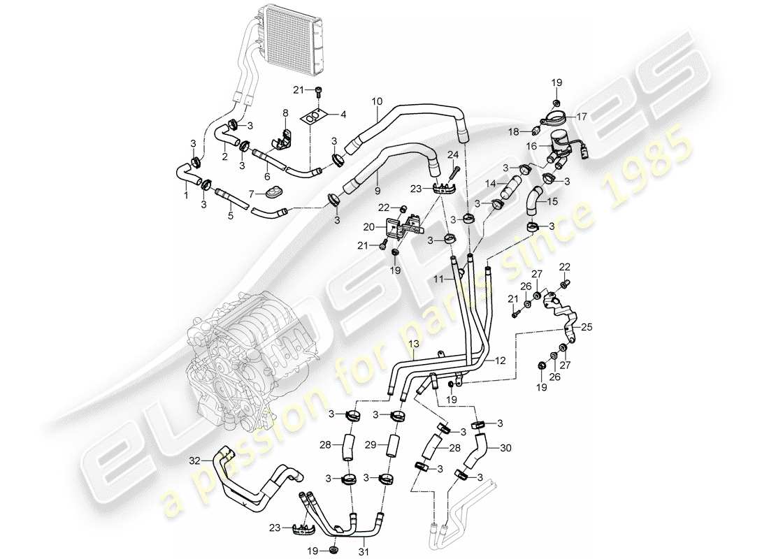 porsche cayenne (2004) air con./heating/aux. heater part diagram