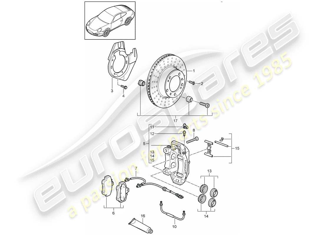 porsche 997 gen. 2 (2011) disc brakes part diagram