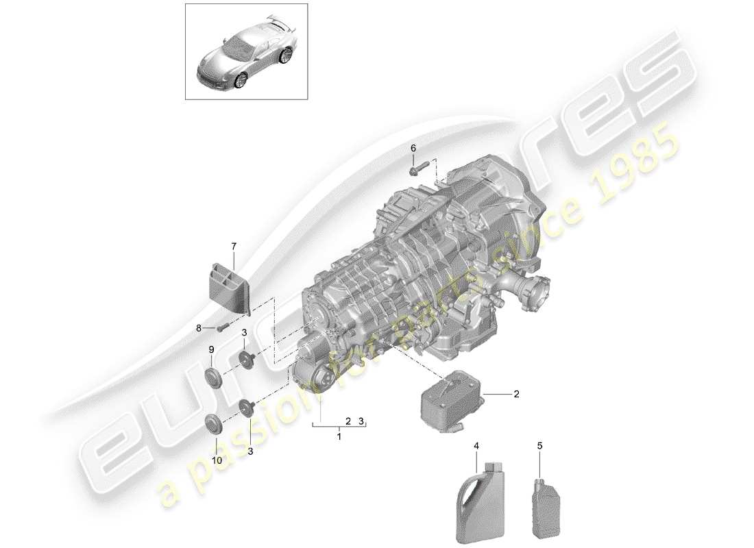 porsche 991r/gt3/rs (2019) - pdk - part diagram