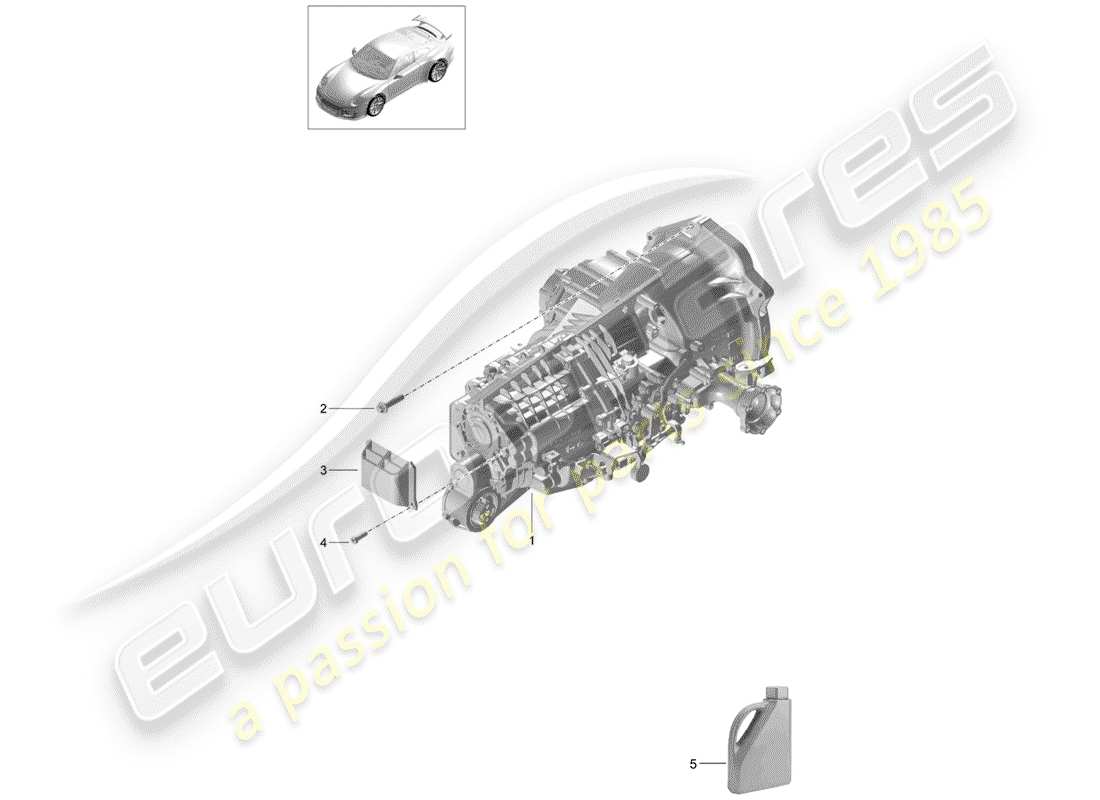 porsche 991r/gt3/rs (2019) manual gearbox part diagram