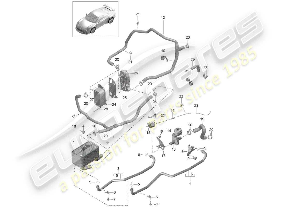 porsche 991r/gt3/rs (2015) - pdk - part diagram