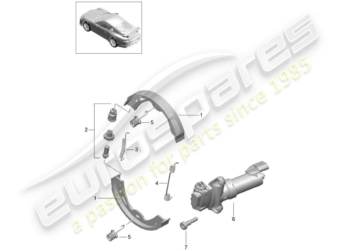 porsche 991r/gt3/rs (2015) parking brake part diagram