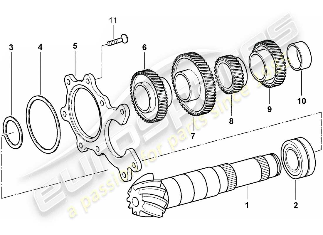 porsche boxster 986 (2000) gears and shafts part diagram