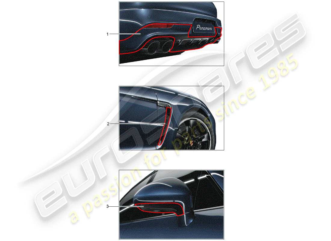 porsche tequipment panamera (2018) body part diagram