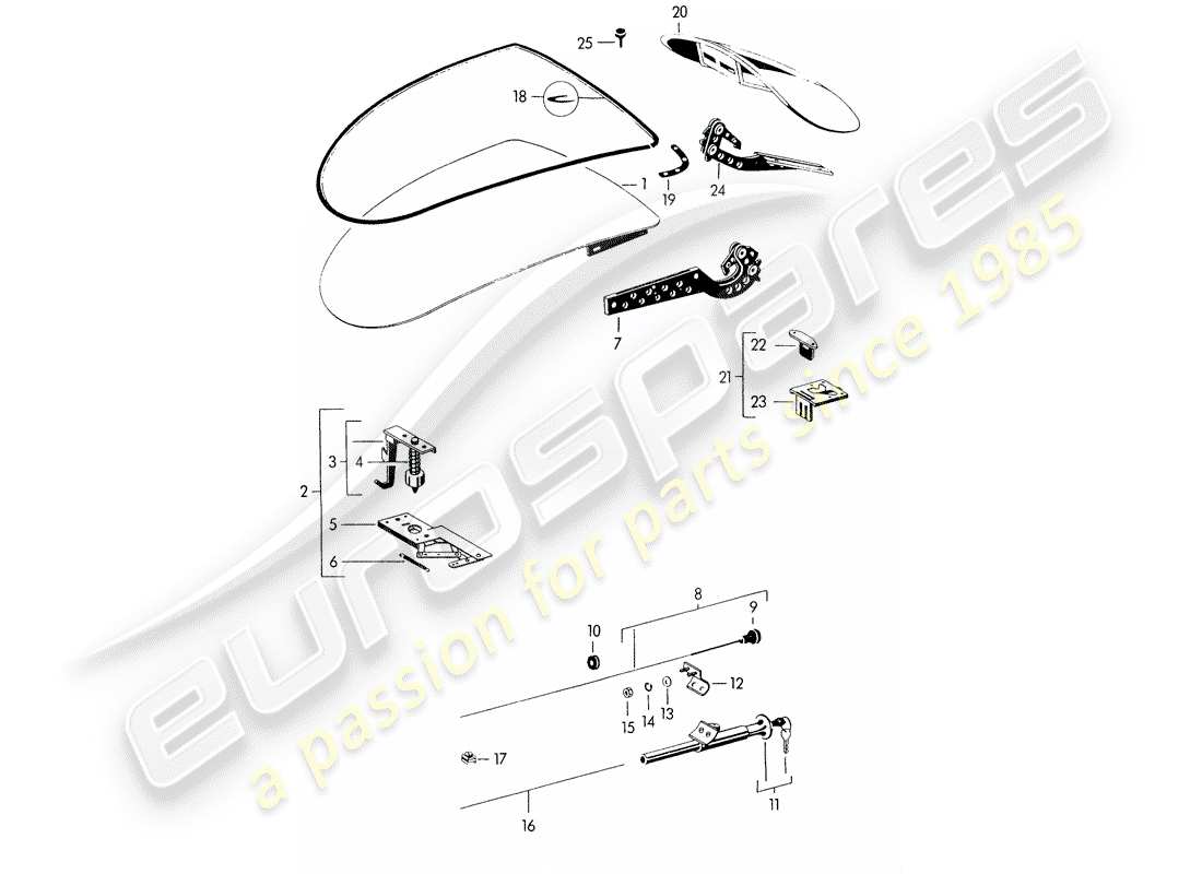 porsche 356/356a (1959) cover - - and - with installation parts - to fit use workshop material part diagram