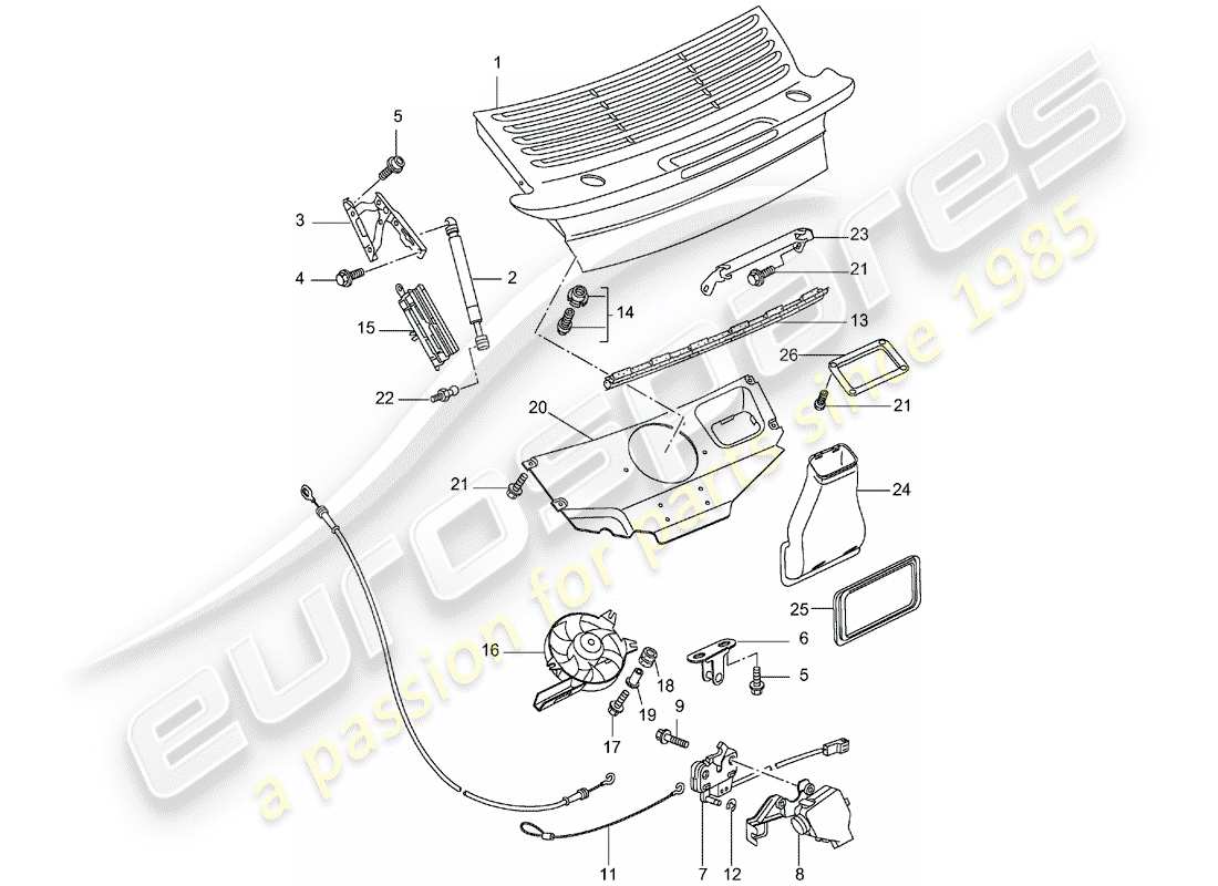 porsche 996 t/gt2 (2004) cover part diagram