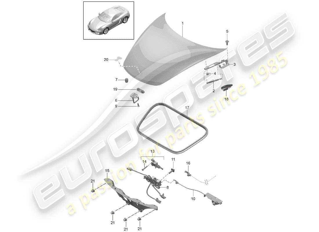 porsche cayman 981 (2016) cover part diagram