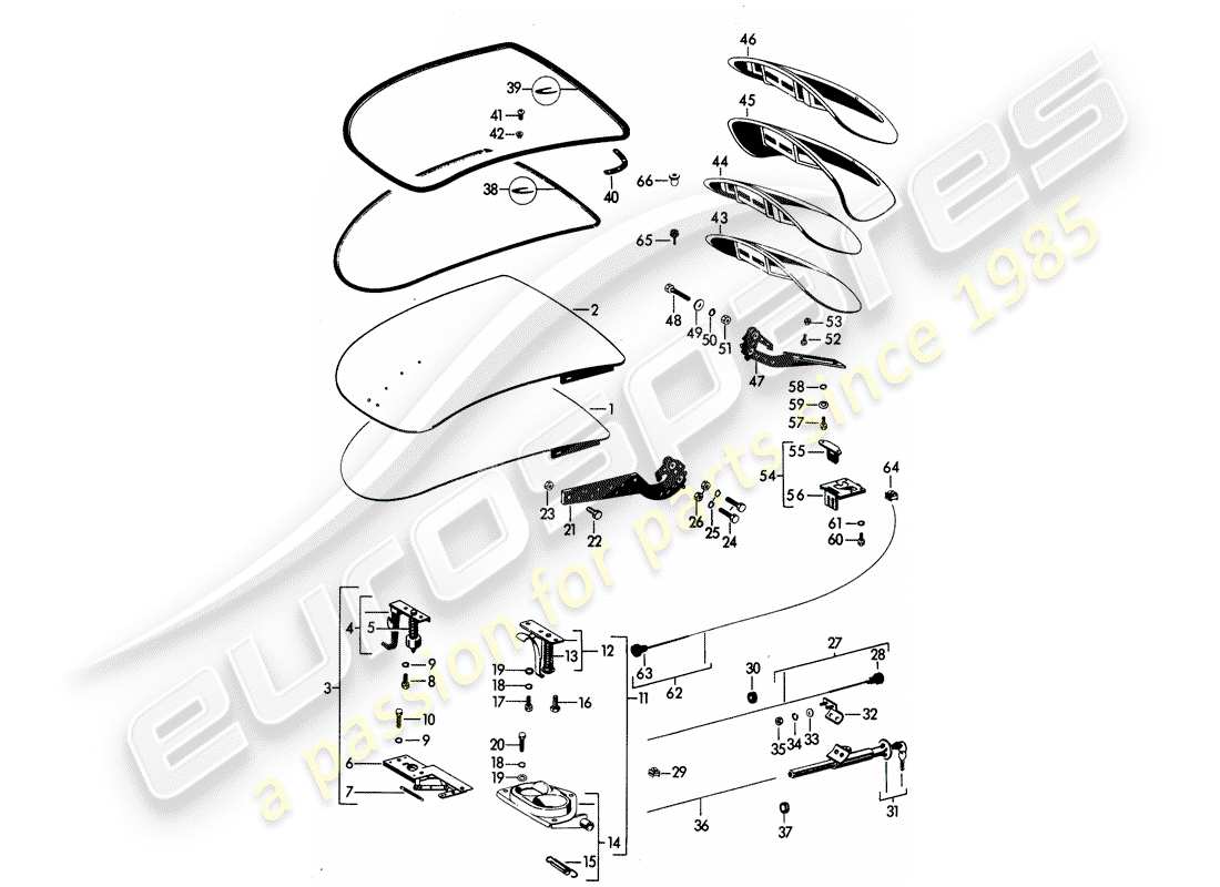 porsche 356b/356c (1960) cover - - and - with installation parts - to fit use workshop material part diagram