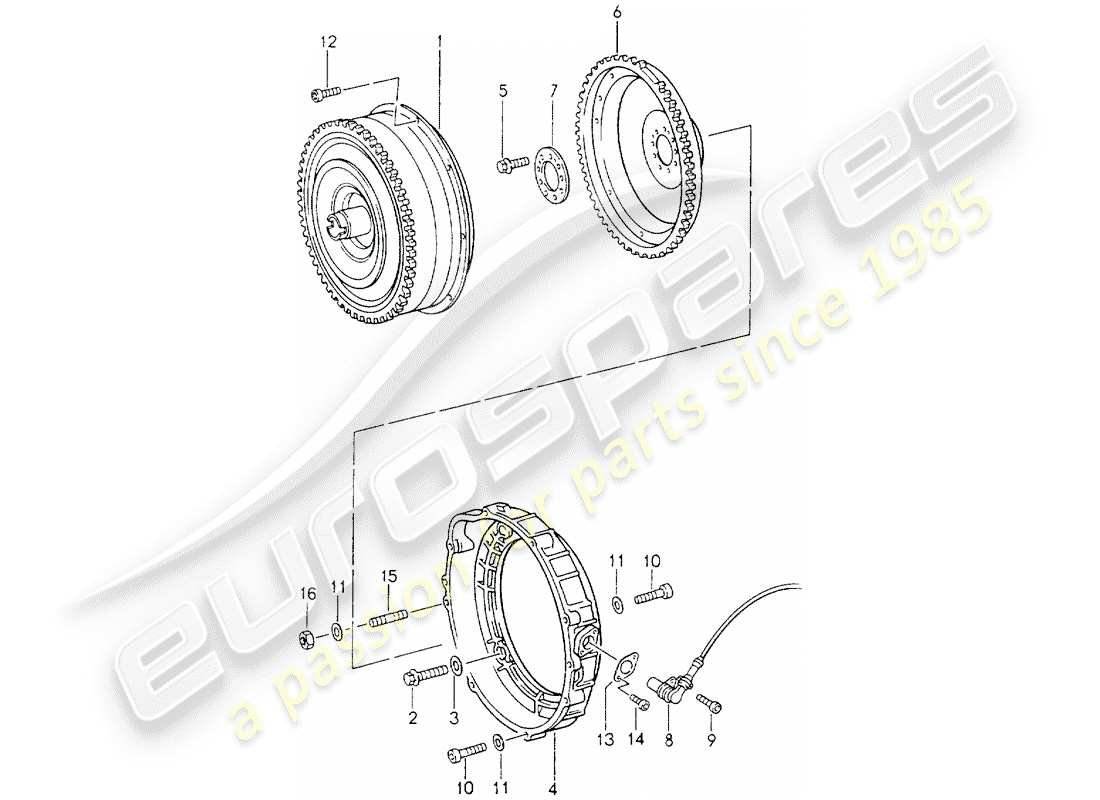 porsche 964 (1993) tiptronic - torque converter part diagram