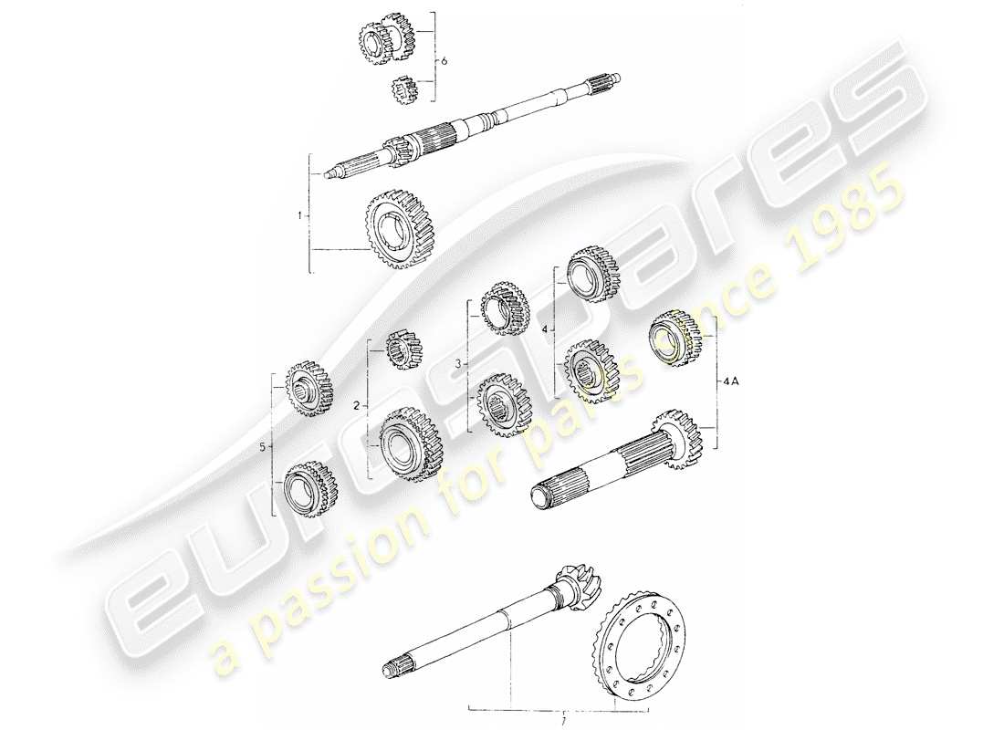 porsche 964 (1993) gear wheel sets part diagram