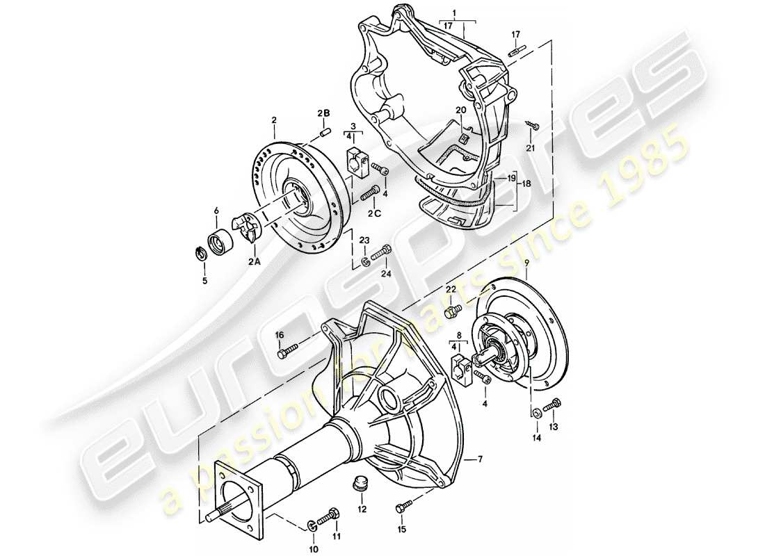 porsche 924 (1983) central tube - automatic transmission part diagram