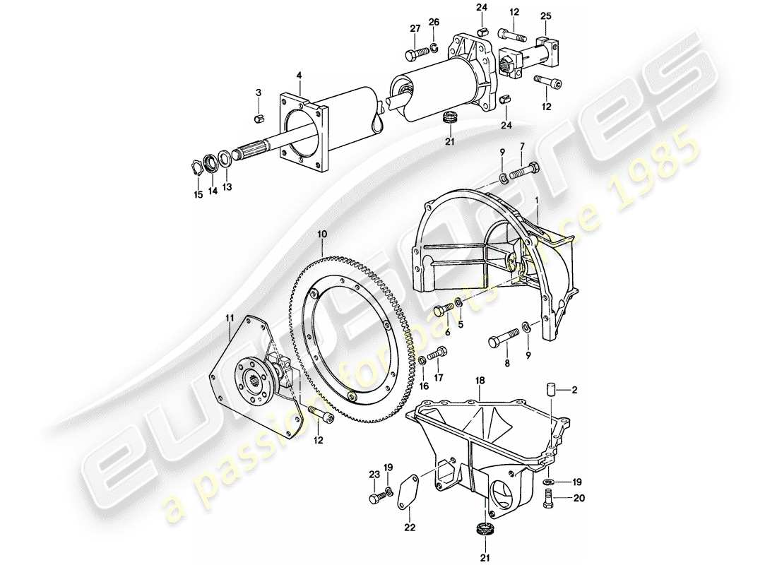 porsche 928 (1981) central tube - automatic transmission part diagram