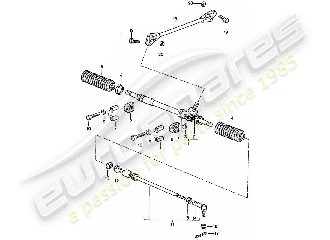 porsche 924s (1986) steering gear - steering track rod part diagram