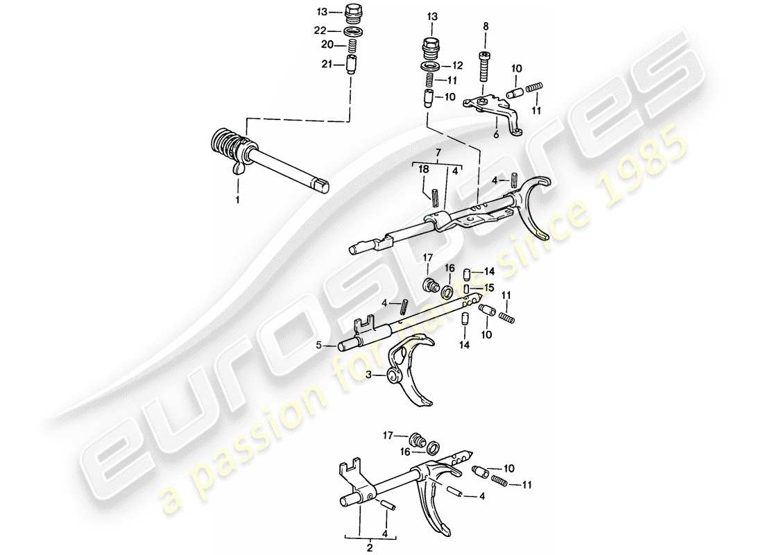 porsche 924s (1986) transmission control - manual gearbox part diagram