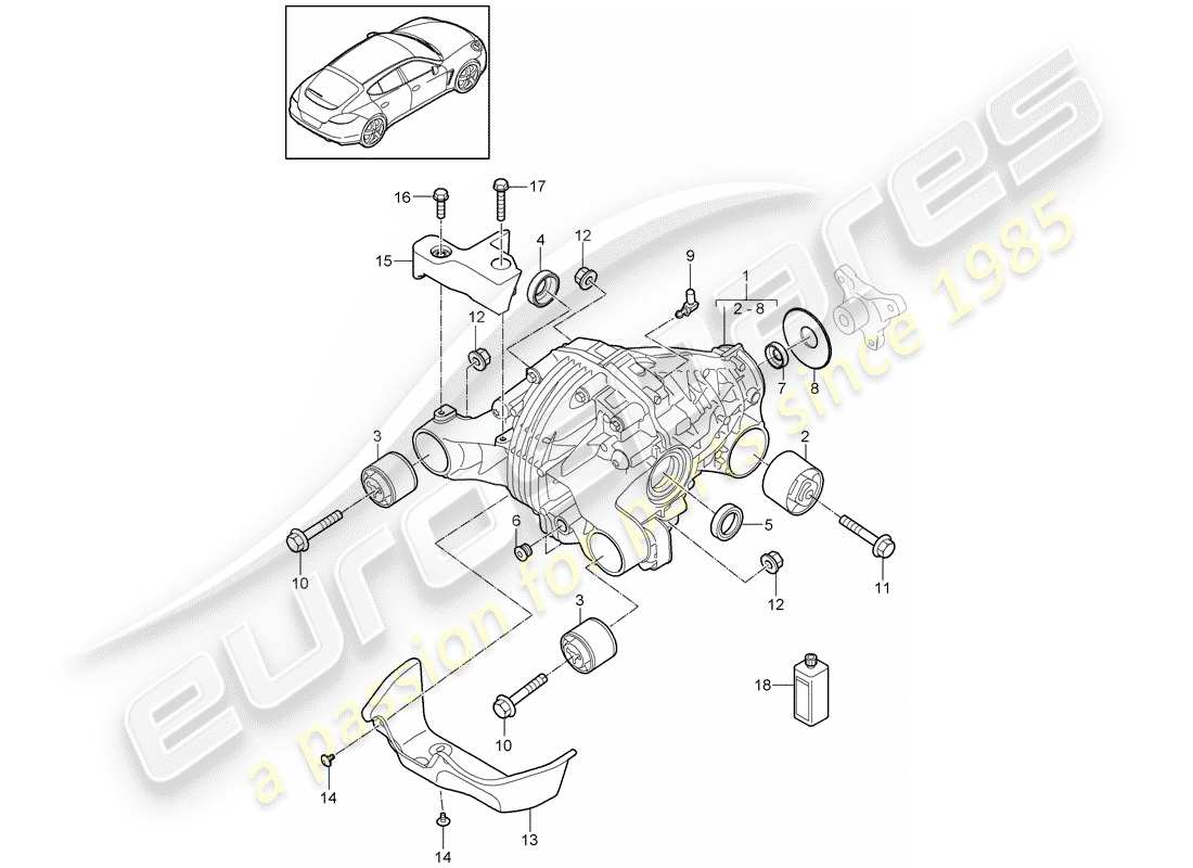 porsche panamera 970 (2016) rear axle differential part diagram