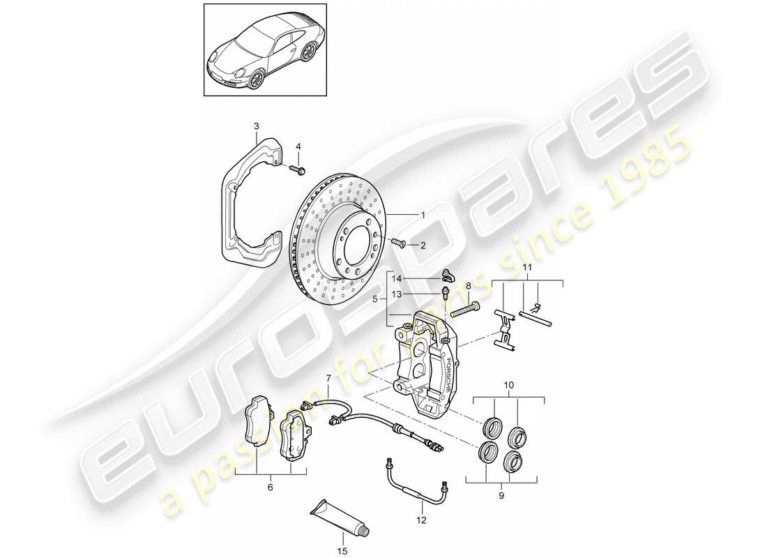 porsche 997 gen. 2 (2012) disc brakes part diagram