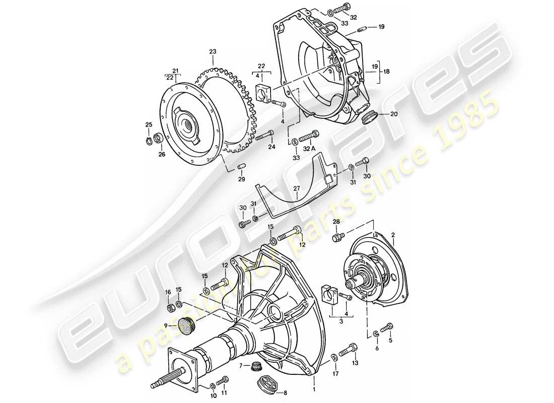 porsche 924s (1986) central tube - automatic transmission part diagram