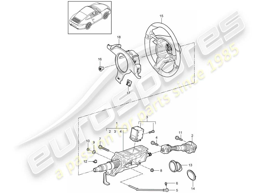 porsche 997 gen. 2 (2009) steering protective pipe part diagram