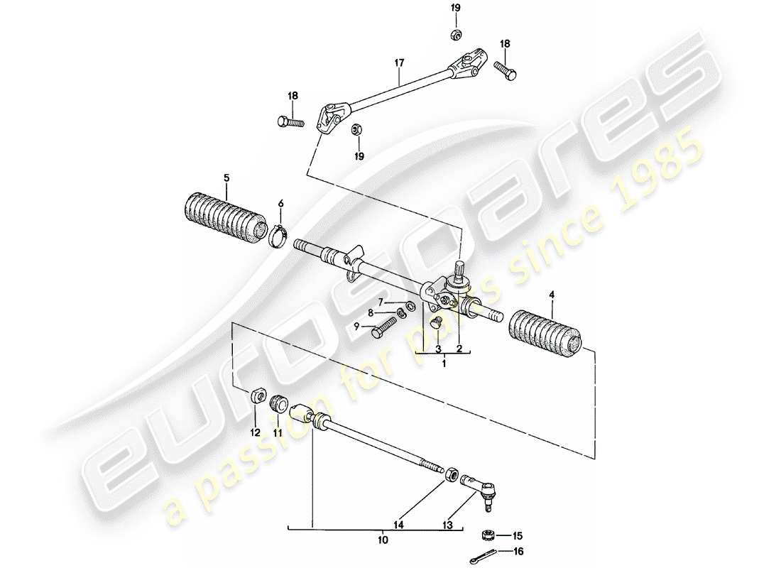 porsche 924 (1985) steering gear - steering track rod part diagram