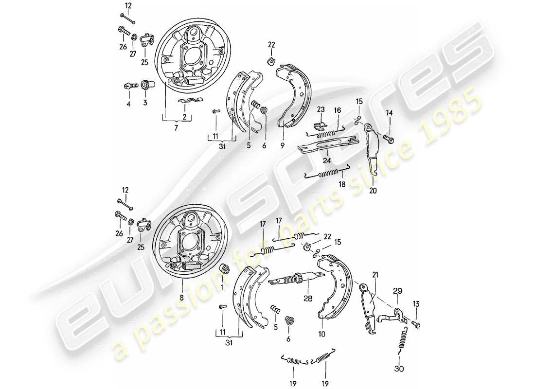 porsche 924 (1983) brake - rear axle - d >> - mj 1980 part diagram