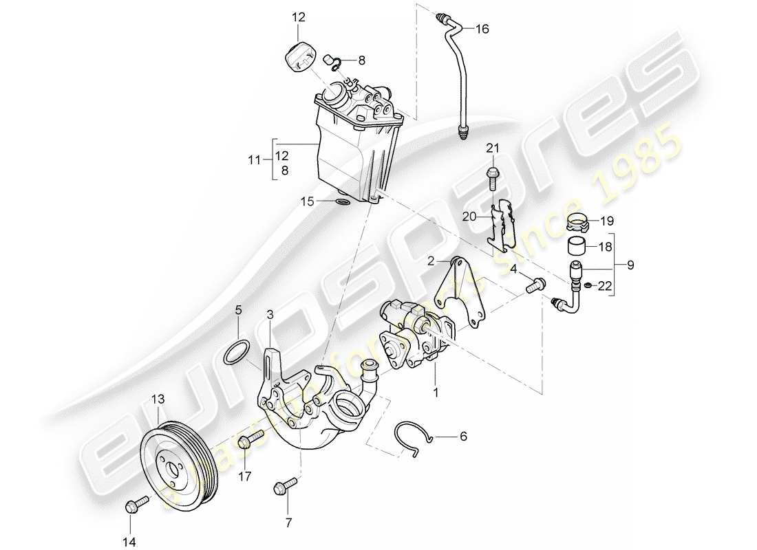 porsche 997 t/gt2 (2008) power steering part diagram