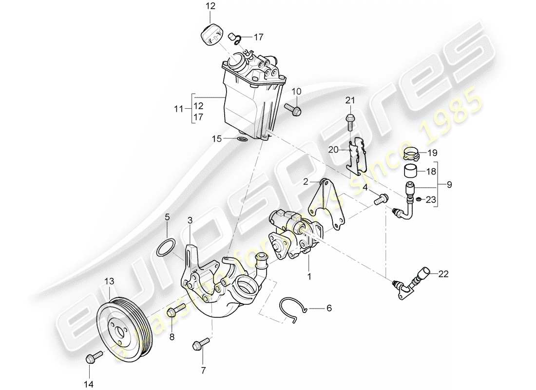 porsche 997 gt3 (2009) power steering part diagram