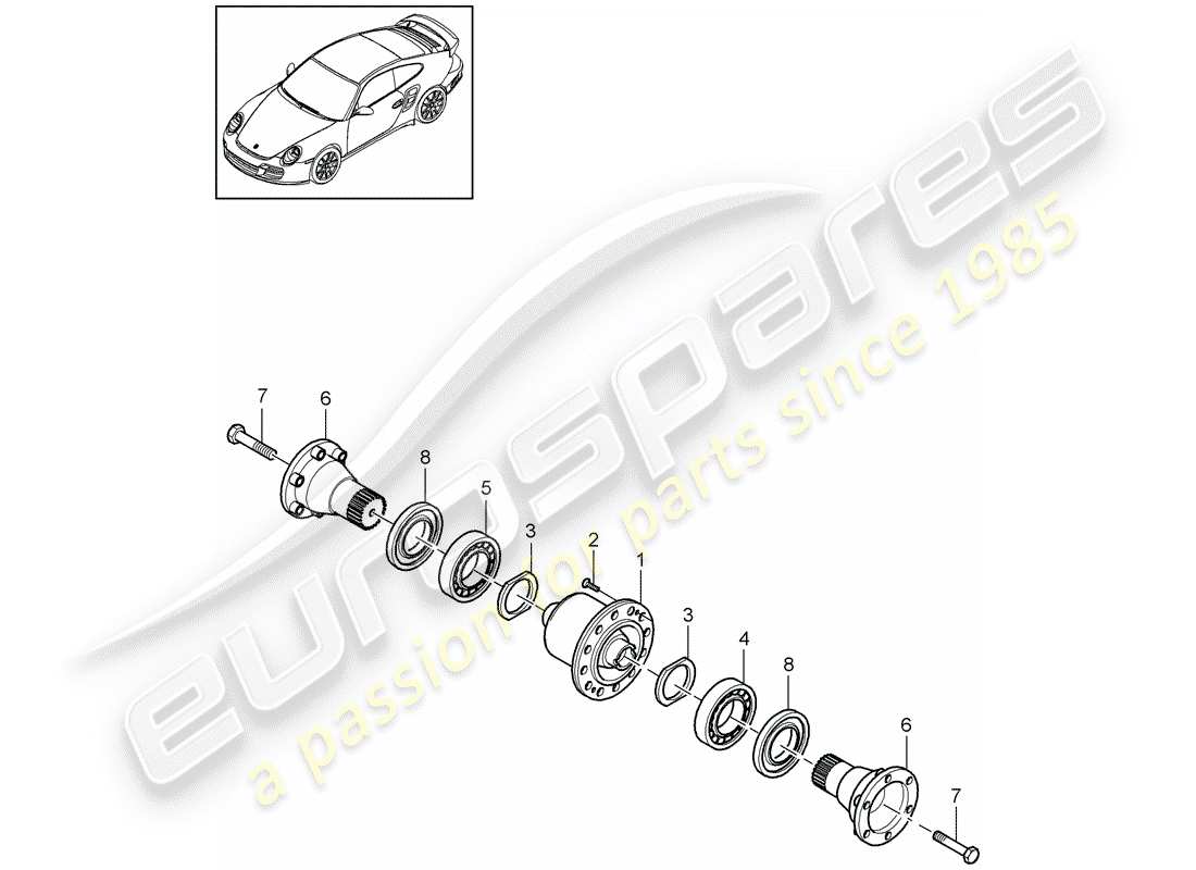 porsche 911 t/gt2rs (2013) limited slip differential part diagram