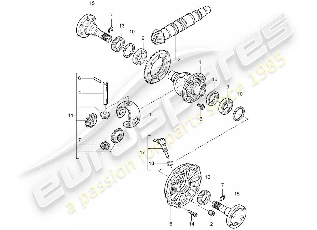 porsche boxster 987 (2007) differential part diagram