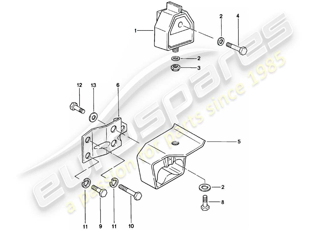 porsche 924 (1985) transmission suspension - manual gearbox part diagram