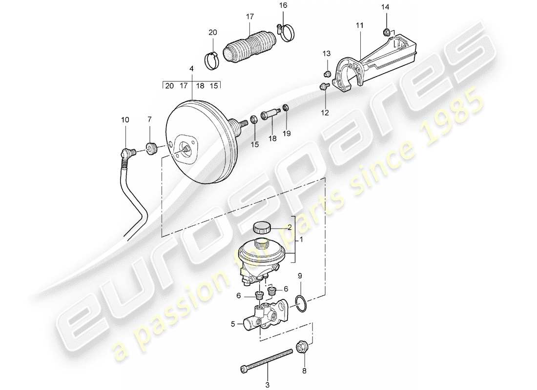 porsche 997 (2008) brake master cylinder part diagram