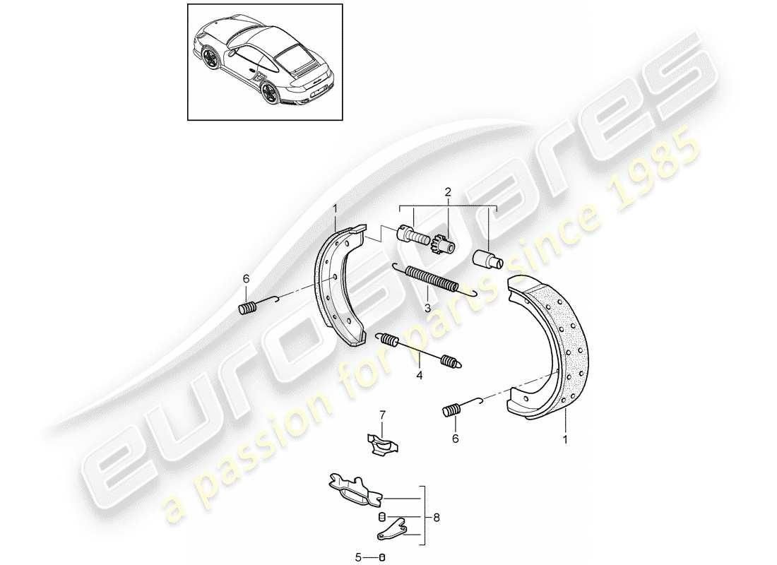 porsche 911 t/gt2rs (2013) handbrake part diagram