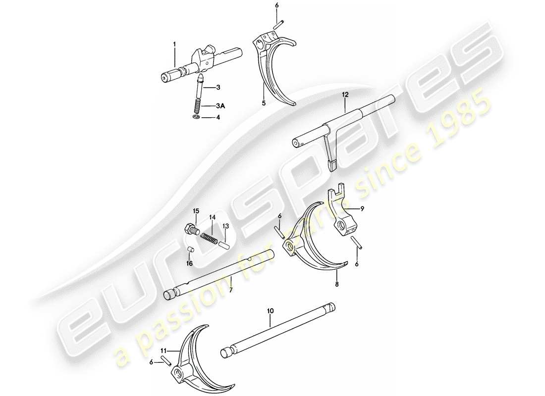 porsche 924 (1979) transmission control - 5-speed part diagram