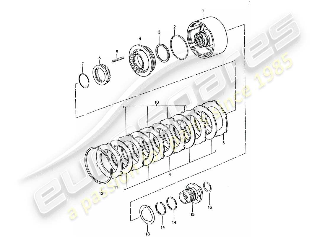 porsche 928 (1992) automatic transmission - clutch - k 2 part diagram