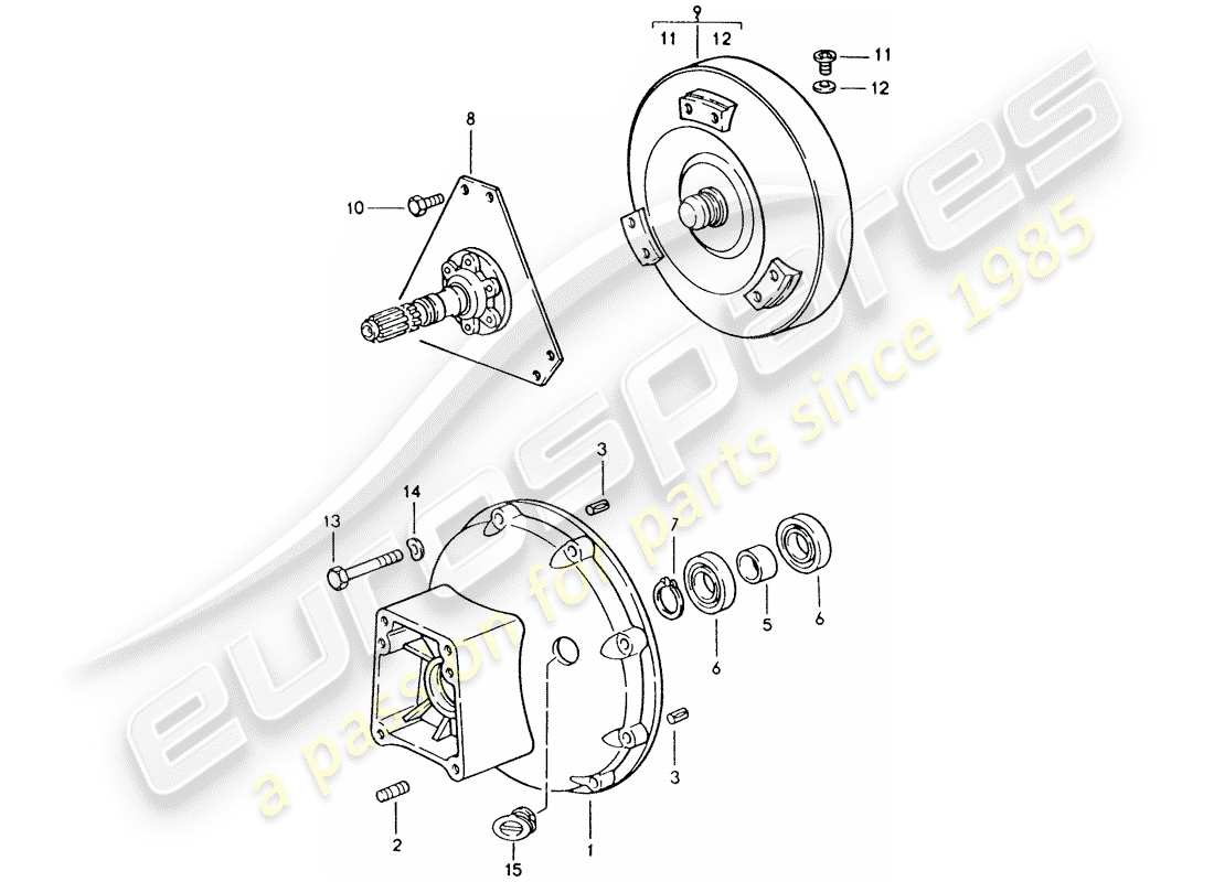 porsche 928 (1992) automatic transmission - torque converter - converter housing part diagram