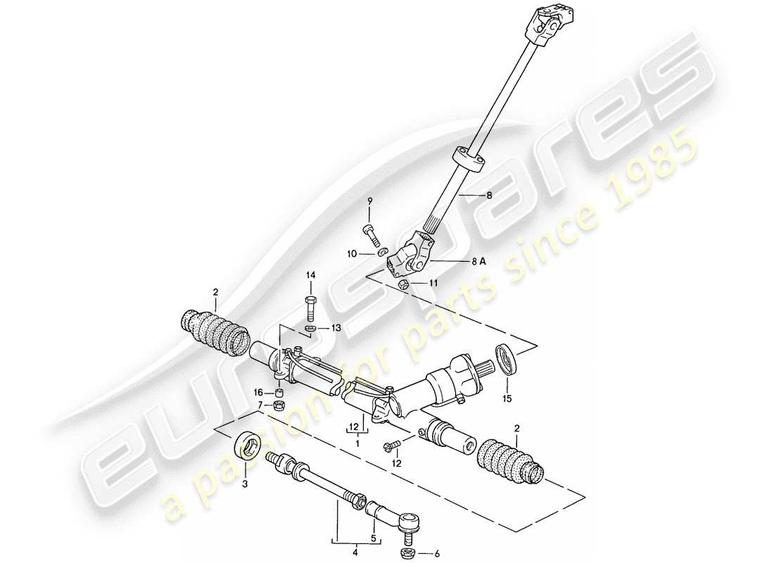 porsche 928 (1991) steering gear - steering track rod part diagram