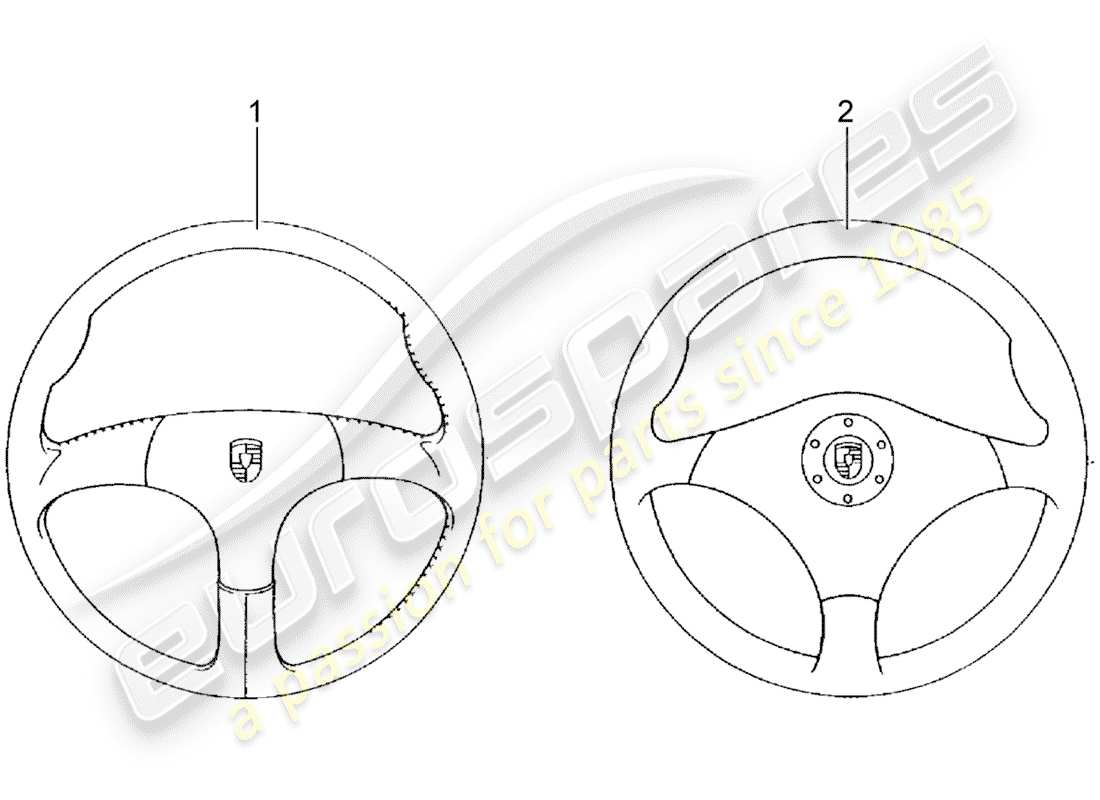 porsche classic accessories (1999) sports steering wheel - without: - airbag part diagram