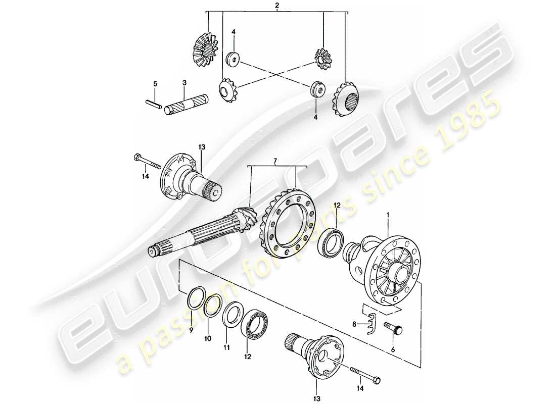 porsche 924 (1984) differential - manual gearbox - g31.01/02/03 part diagram