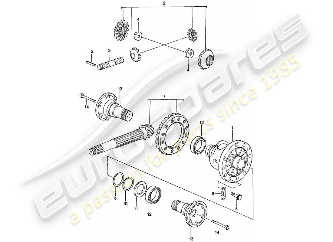 porsche 924 (1979) differential - 5-speed part diagram