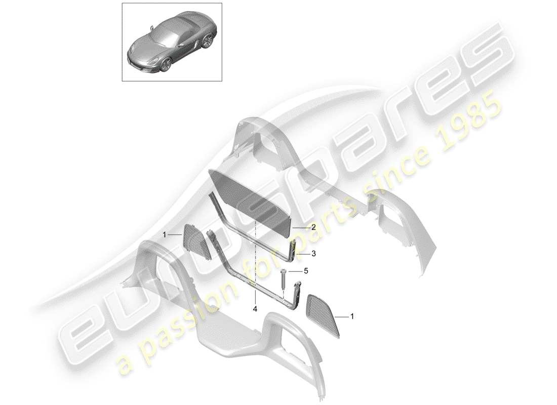 porsche boxster 981 (2014) windscreen part diagram