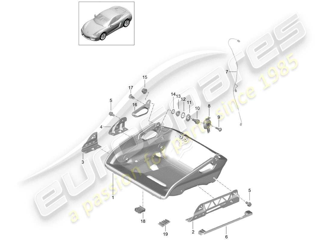 porsche cayman 981 (2014) seat part diagram