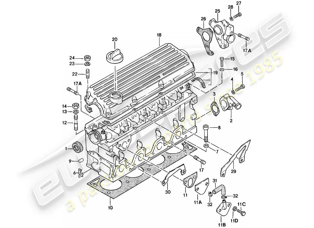 porsche 924 (1983) cylinder head part diagram