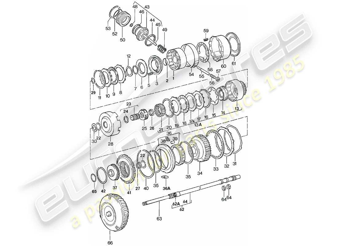 porsche 924 (1983) transmission parts - automatic transmission part diagram