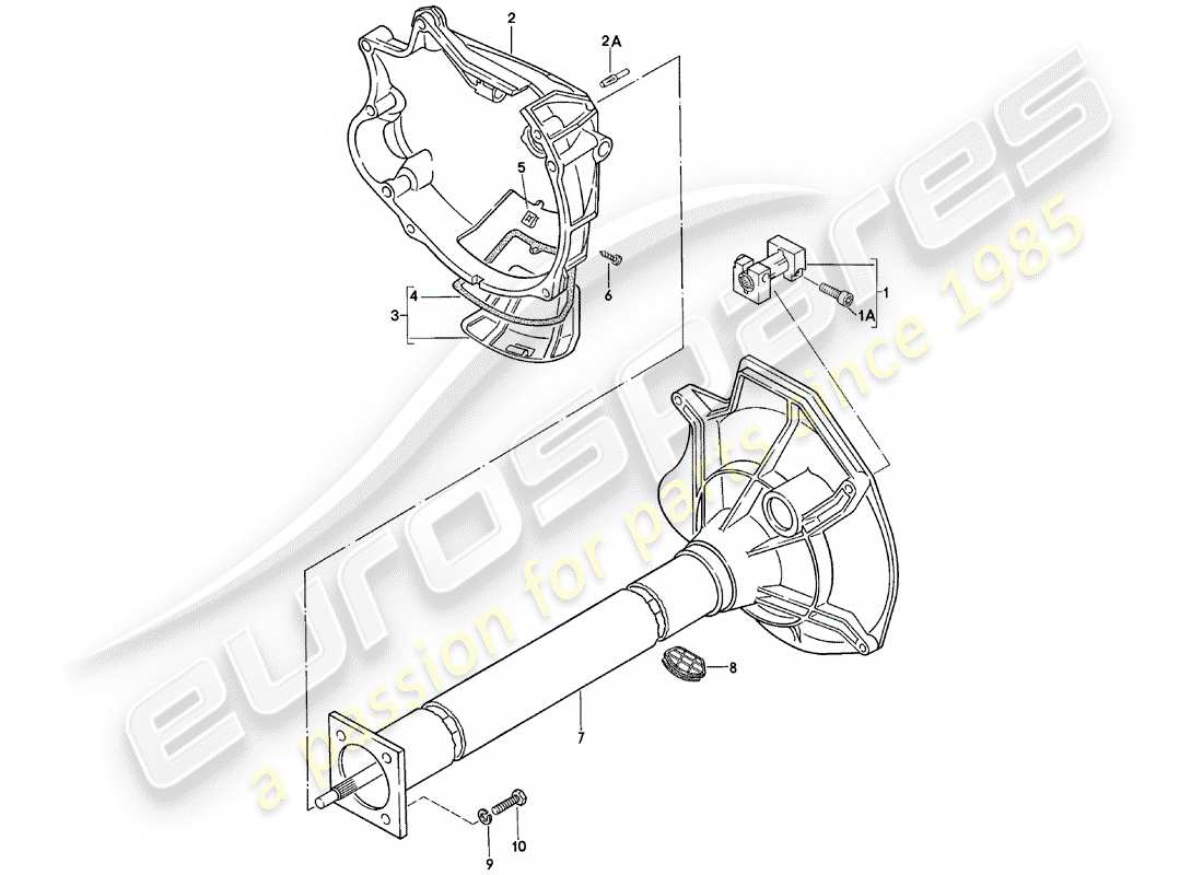 porsche 924 (1983) central tube - manual gearbox - vq vr uv md me mf part diagram