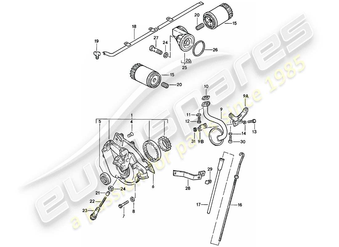 porsche 924 (1982) engine lubrication part diagram