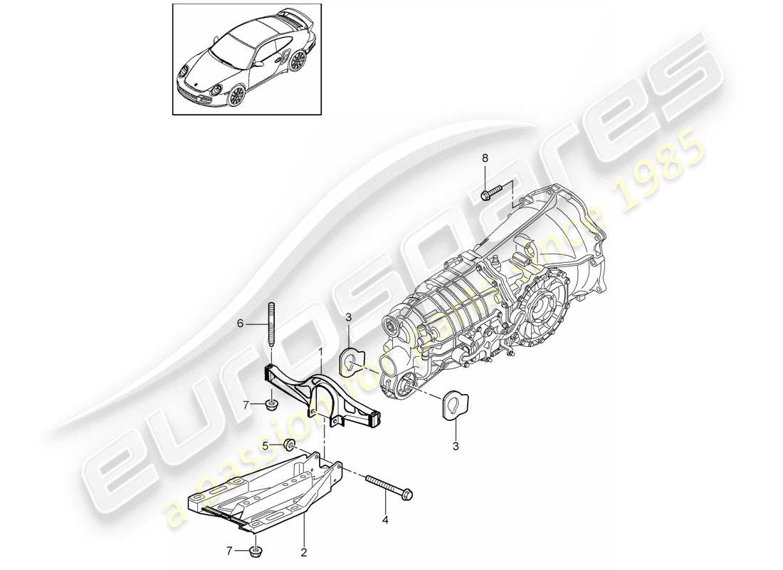 porsche 911 t/gt2rs (2013) transmission suspension part diagram