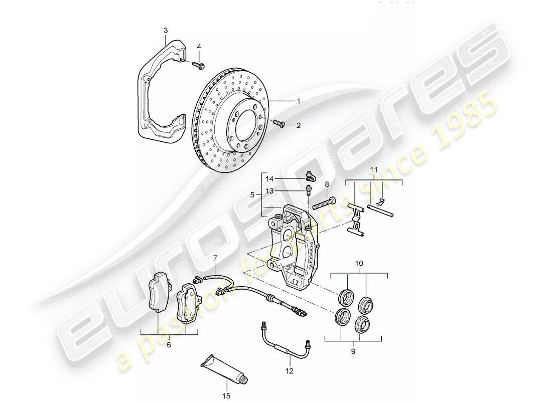 porsche 997 (2006) disc brakes part diagram