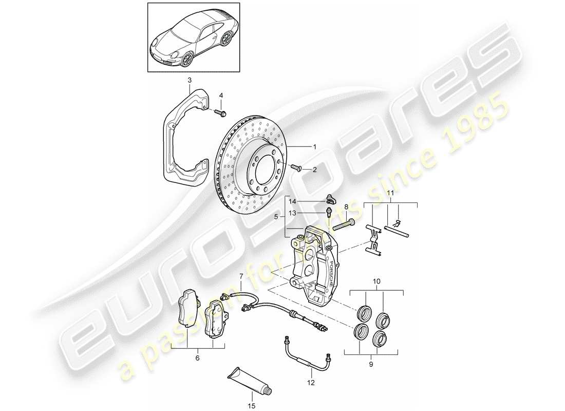 porsche 997 gen. 2 (2011) disc brakes part diagram